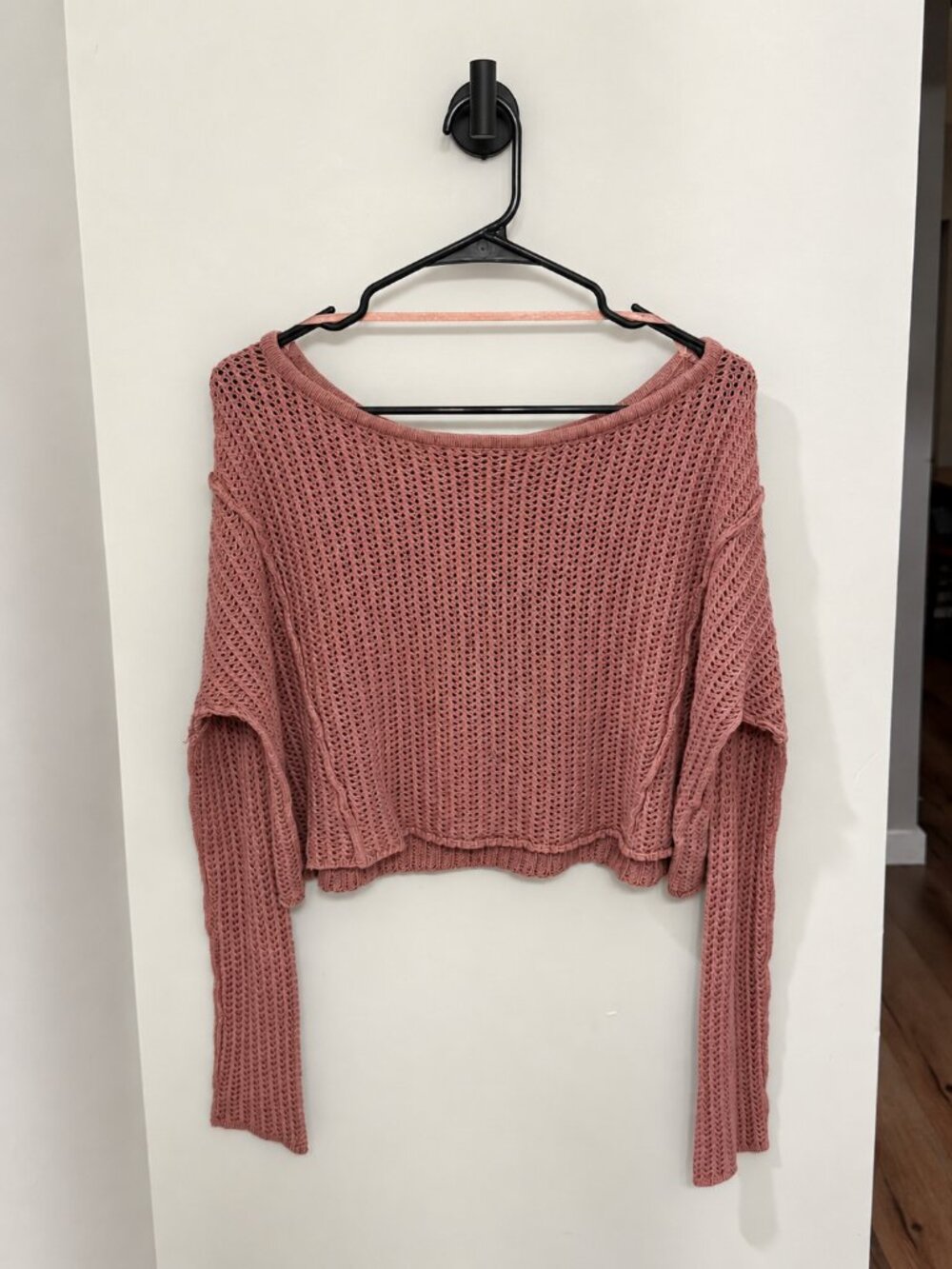 Urban Outfitters | Sparkle & Fade Open-Knit Cropped Sweater, Dusty Mauve | S